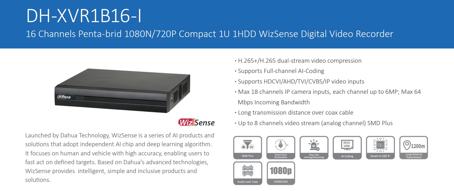 دستگاه DVR داهوا Dahua XVR1B16-I
