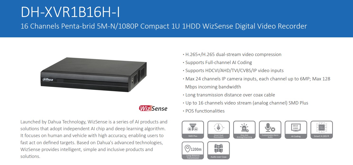 دستگاه DVR داهوا Dahua XVR1B16H-I
