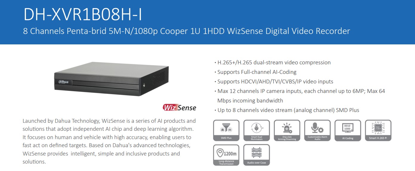 دستگاه DVR داهوا Dahua XVR1B08H-I
